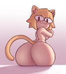  :3 animal_humanoid big_butt blonde_hair blush breasts butt cat_humanoid featureless_crotch felid felid_humanoid feline feline_humanoid female hair hi_res humanoid inner_ear_fluff looking_at_viewer looking_back mammal mammal_humanoid neco-arc nude side_boob smile solo tekkua tuft white_body white_skin 