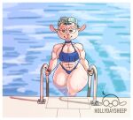  anthro big_breasts bovid breasts caprine clothing female hi_res holly_day_(randomnutz) hollydaysheep mammal muscular muscular_female poolside sheep solo swimming_pool swimwear thick_thighs wet 