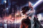  16:9 3d_(artwork) anthro canid canine canis clothed clothing digital_media_(artwork) fox fur futuristic hair male mammal science_fiction shaded smile solo widescreen zorryn 