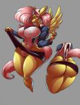  anthro atomic_wedgie big_breasts big_butt blush breasts butt clothing edit equid equine female fluttershy_(mlp) friendship_is_magic genitals hasbro hi_res mammal my_little_pony panties pegasus pussy pussy_floss solo thebigbadwolf01 underwear wedgie wings 