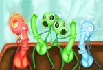  absurd_res anthro balls electronic_arts elemental_creature flora_fauna genitals group hi_res male male/male peashooter_(pvz) penis plant plants_vs._zombies popcap_games unknown_artist video_games 