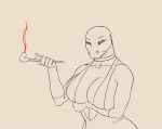  animated anthro big_breasts bouncing_breasts breasts clothed clothing female genitals hamili nipples nude pussy reptile scalie smoking snake solo tongue tongue_out 