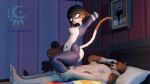  16:9 anthro bed calico_cat domestic_cat dominant dominant_female duo epic_games felid feline felis female fortnite furniture gentlecat hi_res incest_(lore) male male/female mammal meow_skulls_(fortnite) meowscles mottled on_bottom on_top penetration piebald reverse_cowgirl_position sex video_games widescreen 
