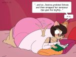  &copy; 2016 29:22 anthro bed belly big_butt blush book bottomwear breasts brown_eyes brown_hair butt canid canine canis chihuahua clothing dialogue digital_media_(artwork) domestic_dog english_text eyewear female furniture glasses hair huge_butt huge_thighs long_sleeves mammal maria_(satsumalord) open_mouth overweight overweight_anthro overweight_female pear-shaped_figure pillow reading satsumalord shirt short_stack skirt solo speech_bubble symbol tail_motion tailwag text thick_thighs topwear toy_dog wide_hips 