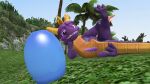  activision blue_body dragon drakeledragon duo erection feral genitals legs_up looking_at_another male penis presenting presenting_penis purple_eyes purple_penis slime smile spyro spyro_the_dragon video_games 