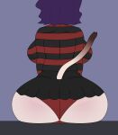  absurd_res anthro big_breasts big_butt black_bottomwear black_clothing black_skirt bodily_fluids bottomwear breasts brown_body brown_fur butt cel_shading clothing curvy_figure domestic_cat felid feline felis female fur hair hi_res huge_breasts huge_butt mammal nodekokito panties phoenix_(nodekokito) purple_hair rear_view red_clothing red_panties red_underwear shaded siamese sitting skirt solo solo_focus sweat sweater topwear underwear voluptuous white_body white_fur wide_hips 