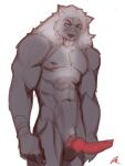  2022 abs animal_genitalia anthro balls biceps canid canine colored_sketch erection genitals grey_body knot looking_at_viewer male mammal mane mouth_closed muscular muscular_anthro muscular_male navel nipples nude pecs pee-kay penis sheath simple_background sketch solo were werecanid werecanine werewolf white_background 