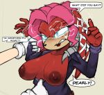  2022 5_fingers absurd_res anthro archie_comics areola big_areola big_breasts big_nipples blush breasts clothed clothing dialogue duo echidna english_text female fingers gloves hair handwear hi_res lien-da mammal monotreme nipples purple_eyes red_body red_hair sega simple_background sin-buttons_(artist) sonic_the_hedgehog_(archie) sonic_the_hedgehog_(comics) sonic_the_hedgehog_(series) text topless topless_anthro topless_female 