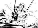  greyscale gundam gundam_aerial gundam_suisei_no_majo highres jnt lineart looking_at_viewer mecha mobile_suit monochrome no_humans official_art portrait robot solo unfinished v-fin white_background 