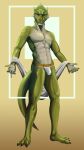  2020 abs absurd_res anthro athletic athletic_anthro athletic_male bulge butt cierras claws clothed clothing frill_(anatomy) full-length_portrait grin hi_res jockstrap lizard looking_at_viewer male navel pecs portrait pose presenting reptile scalie simple_background smile smiling_at_viewer solo standing text towel underwear underwear_only 
