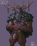  antlers barazoku cernunnos green_man hi_res horn humanoid_pointy_ears leshy long_beard male muscular orcus_challenge plant red_eyes rickleone solo 