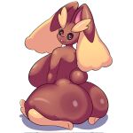  anthro big_breasts big_butt breasts butt female generation_4_pokemon hi_res kneeling looking_at_viewer lopunny monky22 nintendo open_mouth pokemon pokemon_(species) simple_background solo thick_thighs video_games white_background 