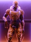  3d_(artwork) abs alien animal_genitalia bodily_fluids bodypaint digital_media_(artwork) dripping erection face_paint genital_slit genitals hi_res kagekave looking_at_viewer male mass_effect muscular muscular_male nude penis purple_eyes slit solo standing turian video_games 