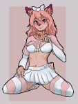  absolute_territory anthro blush bra breasts clothed clothing clothing_lift collar cute_expression dress dress_lift exposed_breasts eyewear female fluffy fluffy_tail food footwear fruit glasses gold_(metal) gold_jewelry good_girl hair hazel_(typh) hi_res jewelry knee_highs knee_socks legwear panties pink_clothing pink_hair plant presenting presenting_breasts shirt shirt_lift smile socks solo strawberry topwear typh underwear whinte_clothing white_clothing white_dress white_panties white_underwear zagul_(artist) 