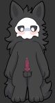  angeellou anthro balls black_body black_fur bodily_fluids changed_(video_game) digital_media_(artwork) fur genital_fluids genitals hi_res male mask nude penis puro_(changed) simple_background solo video_games 