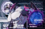  abs anthro cybernetics cyborg enigma_(tas) eruprior fur grin hi_res japanese_text lifewonders machine male mammal mask mechanical_arm muscular muscular_anthro muscular_male nipples pecs shirtless smile solo text tokyo_afterschool_summoners ursid video_games white_body white_fur 