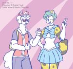  &copy; 2017 alpaca anthro backpack blush bottomwear calico_cat camelid clothing cosplay digital_media_(artwork) domestic_cat duo eyewear felid feline felis female fur gesture glasses gloves hair haleigh_(satsumalord) handwear hat headgear headwear japanese_school_uniform male mammal marco_(satsumalord) mottled nintendo one_eye_closed open_mouth pants piebald pokeball pokemon red_(pok&eacute;mon) sailor_mercury sailor_moon_(series) satsumalord serafuku sketch symbol thumbs_up topwear video_games wink wool_(fur) 