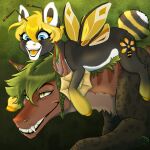  1:1 2021 antennae_(anatomy) arthropod bee belly black_body black_fur blonde_hair blue_eyes brown_body brown_fur bumble_(bumblewish) bumblewish_(artist) curved_horn cutie_mark digital_media_(artwork) dragon duo earth_pony equid equine fan_character female feral friendship_is_magic fur furred_dragon green_background green_hair hair hasbro hi_res horn horse hybrid hymenopteran insect insect_wings male mammal my_little_pony open_mouth pegasus pony riding simple_background smile teeth teeth_showing teeth_visible tongue watermark white_belly white_body white_muzzle wings 