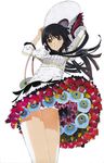  black_hair blush copyright_request flower hat highres okama skirt solo 