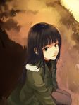  amagami ayatsuji_yukari black_eyes black_hair coat looking_up miyakaze solo 