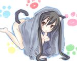  all_fours animal_ears bad_id bad_pixiv_id barefoot cat_ears cat_tail k-on! mikan_no_shiru nakano_azusa nude paw_pose paw_print solo tail twintails 