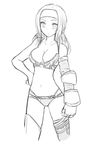  1girl armor bikini bikini_armor breasts cleavage color_(artist) elbow_gloves female final_fantasy final_fantasy_tactics gloves headband kara_(color) long_hair midriff monochrome solo squire squire_(fft) swimsuit thighhighs 
