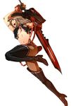  23_(real_xxiii) alisa_ilinichina_amiella blonde_hair boots god_eater god_eater_burst highres image_sample navel pantyhose pixiv_sample skirt solo sword thigh_boots thighhighs weapon 