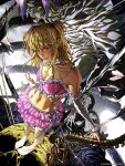  1girl alexa_mosyakina amane_misa blonde_hair choker commentary death_note english_commentary highres holding holding_scythe jewelry lace lace_sleeves long_hair necklace pantyhose rem_(death_note) scythe shinigami white_pantyhose 