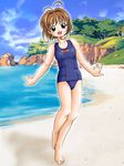  beach card_captor_sakura child d-ten kinomoto_sakura one-piece one-piece_swimsuit school_swimsuit swimsuit 