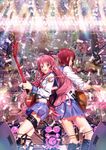  angel_beats! back-to-back confetti fang guitar highres instrument iwasawa multiple_girls nagareboshi school_uniform sleeves_rolled_up yui_(angel_beats!) 