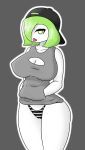  absurd_res big_breasts breasts camel_toe candy cleavage clothed clothing eyelashes female food gardevoir green_eyes green_hair grey_background hair hat hi_res holding_object humanoid lollipop looking_at_viewer mouth_hold nintendo panties pok&eacute;mon pok&eacute;mon_(species) simple_background solo standing tonytoran underwear video_games white_skin 