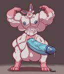 3_toes 5_fingers abs anthro anthrofied areola balls barazoku biceps big_balls big_muscles big_pecs big_penis biped blue_areola blue_glans blue_inner_ear blue_nipples blue_penis blue_sclera bodily_fluids brown_background closed_smile digital_drawing_(artwork) digital_media_(artwork) eeveelution erection eyebrows facial_hair feet fingers fist flexing flexing_bicep flexing_both_biceps forearm_muscles foreskin front_view full-length_portrait fur generation_6_pokemon genital_fluids genitals glans gloves_(marking) hi_res huge_balls huge_muscles huge_penis humanoid_genitalia humanoid_hands humanoid_penis hyper hyper_balls hyper_genitalia hyper_penis latissimus_dorsi leg_markings long_ears looking_at_viewer male male_anthro manly markings mature_anthro mature_male motion_lines mouth_closed multicolored_body multicolored_fur muscular muscular_anthro muscular_arms muscular_male muscular_thighs mustache navel nintendo nipples nude nude_anthro nude_male pecs penis pink_body pink_ears pink_facial_hair pink_feet pink_fur pink_hands pink_mustache pink_pubes pink_ribbon pokemon pokemon_(species) pokemorph portrait precum pubes quads retracted_foreskin ribbons shaded shadow shaft_divide signature simple_background smile smiling_at_viewer socks_(marking) solo standing sylveon toes trapezius triceps uniparasite v-cut vein veiny_penis white_body white_eyebrows white_fur