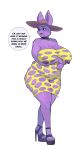  absurd_res anthro big_breasts biped blush breasts clothed clothed_anthro clothed_female clothing cumbread female female_anthro fur hat headgear headwear hi_res huge_breasts mammal mature_anthro mature_female nipples purple_body purple_ears purple_fur purple_nipples standing yellow_clothing 