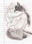  2025 5_fingers alex_(angellumen) angellumen anthro arm_around_waist ayon_(kyooq) bangs bent_arm black_eyebrows black_hair black_nose blue_eyes blush bottomwear butt canid canine carrying_another closed_smile clothed clothed_anthro clothed_male clothing colored colored_sketch digital_drawing_(artwork) digital_media_(artwork) duo english_description eyebrows eyes_mostly_closed felid feline fingers fluffy fluffy_tail fully_clothed fully_clothed_anthro fully_clothed_male fur grey_body grey_bottomwear grey_clothing grey_eyebrows grey_eyes grey_fur grey_pants grey_tail hair hair_bun half-closed_eyes hand_on_shoulder heart_symbol hearts_around_head hi_res holding_partner inner_ear_fluff light lighting long_hair long_tail male male/male male_anthro mammal mature_anthro mature_male mouth_closed multicolored_body multicolored_fur narrowed_eyes on_shoulder pants paper_background pink_nose pockets ponytail romantic romantic_ambiance shaded simple_background sketch smile smiling_at_another smiling_at_each_other solo tail text tuft two_tone_body two_tone_fur whisker_spots whiskers white_background white_body white_dress_shirt white_fur white_hair white_inner_ear_fluff white_tail 
