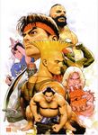  6+boys american_flag bald blanka blonde_hair bracelet brown_eyes brown_hair chun-li dhalsim earrings edmond_honda facial_mark guile headband highres jewelry ken_masters looking_at_viewer looking_back mohawk mori_toshiaki multiple_boys ryuu_(street_fighter) spiked_bracelet spikes street_fighter street_fighter_ii_(series) tank_top tattoo zangief 