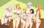  6+girls absurdres aged_up ass black_hair bleach blonde_hair box bra breasts collarbone flat_chest gairon grey_eyes grey_hair hands_on_another's_shoulders hands_on_own_hips height_difference highleg highleg_panties highres indoors inoue_orihime kotetsu_isane kotetsu_kiyone kuchiki_rukia kusajishi_yachiru large_breasts long_hair matsumoto_rangiku medium_hair multiple_girls navel open_mouth orange_hair panties parted_hair pink_eyes pink_hair pointing purple_eyes short_hair sidelocks teeth underwear upper_teeth_only wainscoting white_bra white_panties 