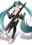  absurdres aqua_eyes aqua_hair bad_id bad_pixiv_id barefoot blush breasts fingerless_gloves gloves hatsune_miku hatsune_miku_(append) highres long_hair medium_breasts navel necktie open_mouth shadow smile sola_(sola04) solo thighhighs toeless_legwear twintails very_long_hair vocaloid vocaloid_append 