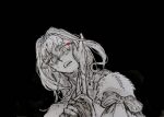  2girls ange_katrina ange_katrina_(china_dress) chain chain_bracelet coat commentary_request d: earrings fur-trimmed_coat fur_trim greyscale hand_on_another's_cheek hand_on_another's_face holding_another's_arm jewelry lize_helesta lize_helesta_(3rd_costume) long_hair looking_at_another monochrome multiple_girls nijisanji open_mouth shou-star simple_background spot_color tearing_up tiara traditional_media virtual_youtuber 