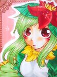  blush crown doredia dress female flower green_hair hat lilligant long_hair moemon open_mouth personification pixiv_thumbnail pokemon pokemon_(game) pokemon_black_and_white pokemon_bw red_eyes resized solo 