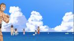  animated animated_gif beach cap chasing comedy funny gif ikamusume lowres male male_focus ocean running screencap shinryaku!_ikamusume speedo swim_briefs water 