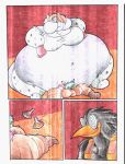  anthro belly big_belly big_breasts big_cheeks breasts comic cowgirl_outfit felid feline female mammal overweight overweight_female potion sitting sitting_on_another virus-20 