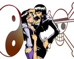  2_girls big_breasts cleavage crossover hyuuga_hinata naruto nico_robin one_piece shurazog yin_yang yuri 