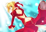  ass back back_cutout blonde_hair butt_crack dress fate/extra fate_(series) from_behind green_eyes hair_intakes hair_ribbon kanraku nero_claudius_(fate) nero_claudius_(fate)_(all) panties pantyshot ribbon solo underwear 