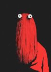  1boy absurdres black_background bodysuit commentary don&#039;t_hug_me_i&#039;m_scared english_commentary gingrjoke highres horror_(theme) long_hair looking_at_viewer red_bodysuit red_guy_(dhmis) red_hair simple_background solo upper_body 