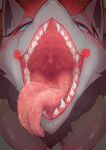  alternate_version_at_source anthro blue_eyes blush bodily_fluids breasts close-up dorito_ru fangs female fur gaping_mouth generation_5_pokemon grey_body grey_fur gums hair hi_res looking_at_viewer mouth_shot neck_tuft nintendo open_mouth palate pokemon pokemon_(species) red_hair saliva sharp_teeth solo teeth throat tongue tongue_out tuft uvula video_games zoroark 
