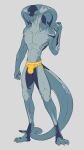  2022 abs absurd_res anthro athletic athletic_anthro athletic_male blue_body bottomwear bulge cierras claws clothed clothing cobalt_(cierras) cobra front_view hi_res jockstrap male navel pecs reptile scalie snake solo standing underwear underwear_only yellow_clothing yellow_eyes yellow_underwear 