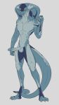  2022 abs absurd_res anthro athletic athletic_anthro athletic_male balls blue_body cierras claws cobalt_(cierras) cobra erection front_view genitals hi_res humanoid_genitalia male navel nude pecs penis reptile scalie snake solo standing 