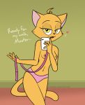  anthro breasts creamymacheesy domestic_cat felid feline felis female fur leash leash_pull mammal orange_body orange_fur phone seductive toontown_online 