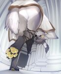  angiewolf anthro butt butt_heart canid canine canis cheek_tuft clothed clothing detailed_background facial_tuft fluffy fluffy_tail hi_res light lighting looking_at_viewer mammal pawpads shaded signature solo tuft wolf yellow_pawpads 