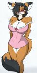  anthro big_breasts black_hair blush blush_lines breasts brown_body brown_fur canid canine cleavage clothed clothing dipstick_ears dipstick_tail fan_character female fox fur hair hi_res mammal markings mature_female multicolored_body multicolored_ears multicolored_fur neck_tuft nightgown pace-maker pink_nose red_eyes short_hair smile solo tail_markings thick_thighs tuft two_tone_body two_tone_fur vivian_boulevard white_body white_fur 